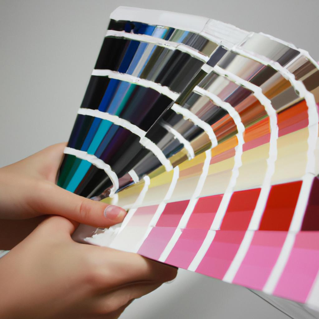Person selecting color palettes